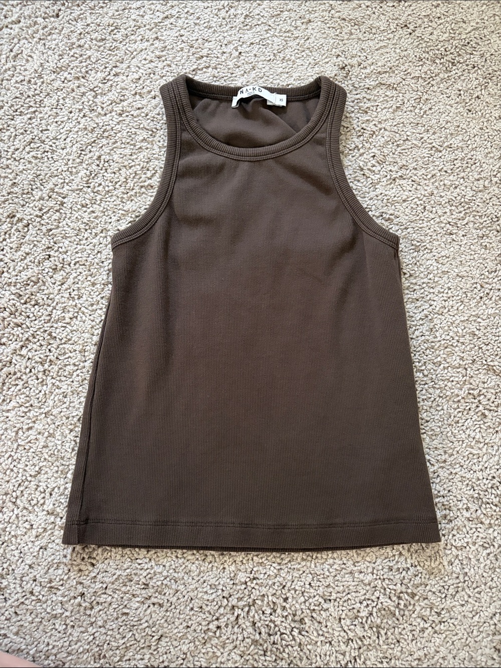 Na-kd Dark Brown Ribbed Sleeveless Tank